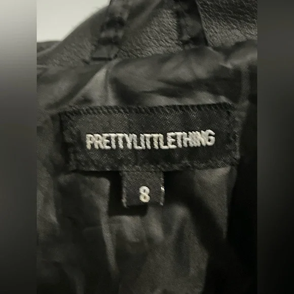 PrettyLittleThing Black Leather Biker Jacket - Picture 10 of 12